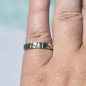 Woven Band Ring Size 7.5 Sterling Silver 925 Minimal Stackable Vintage